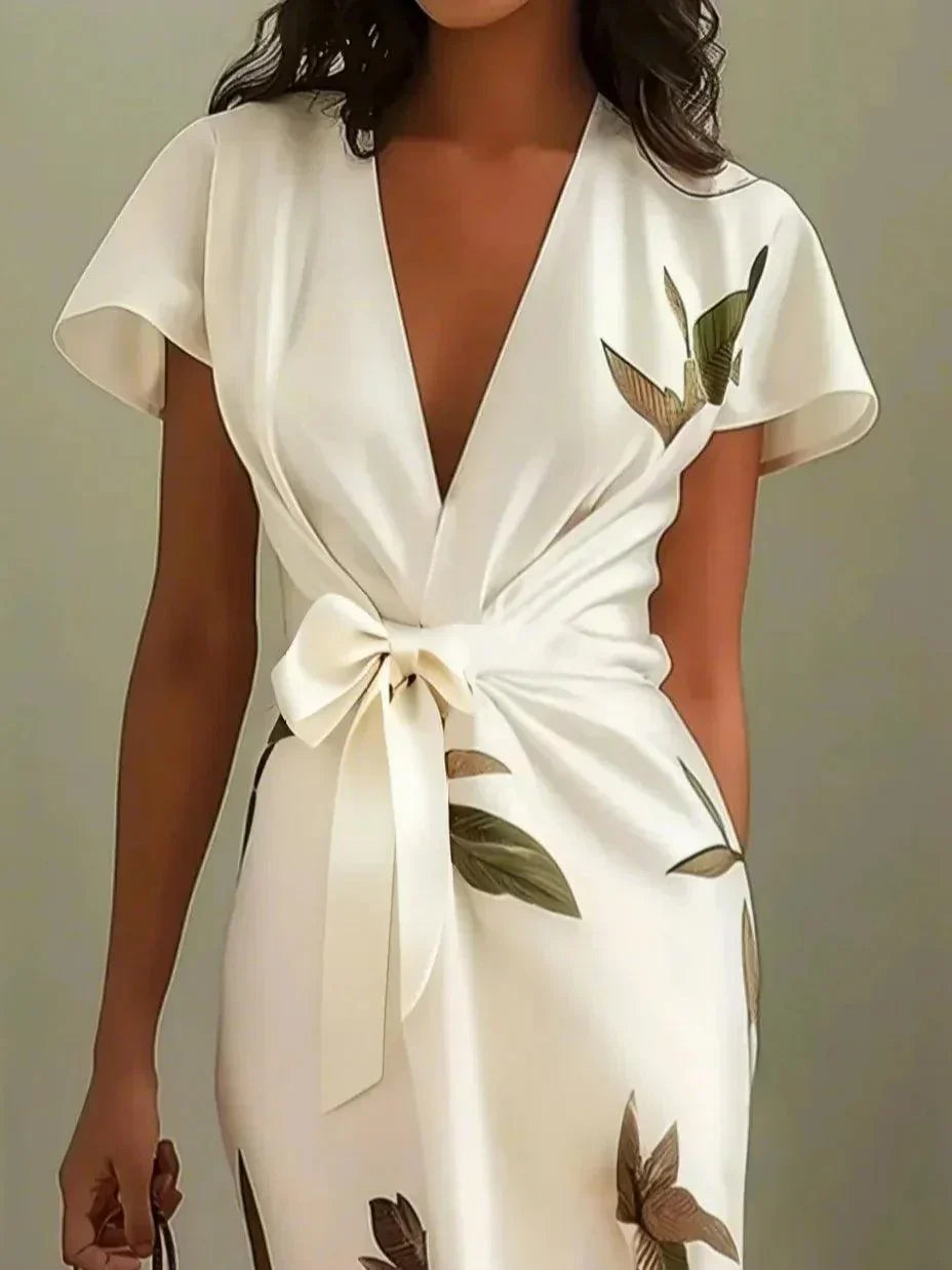 Willow | Botanical Bow-Tie Midi Dress