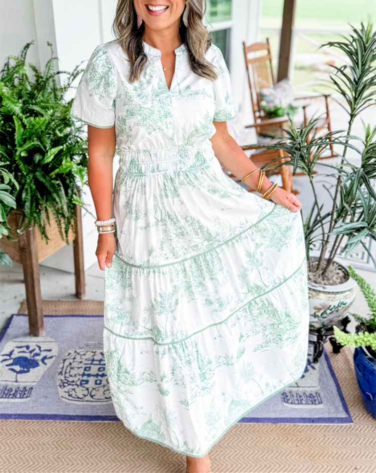 Solyara – Elegant Maxi Dress with Timeless Print