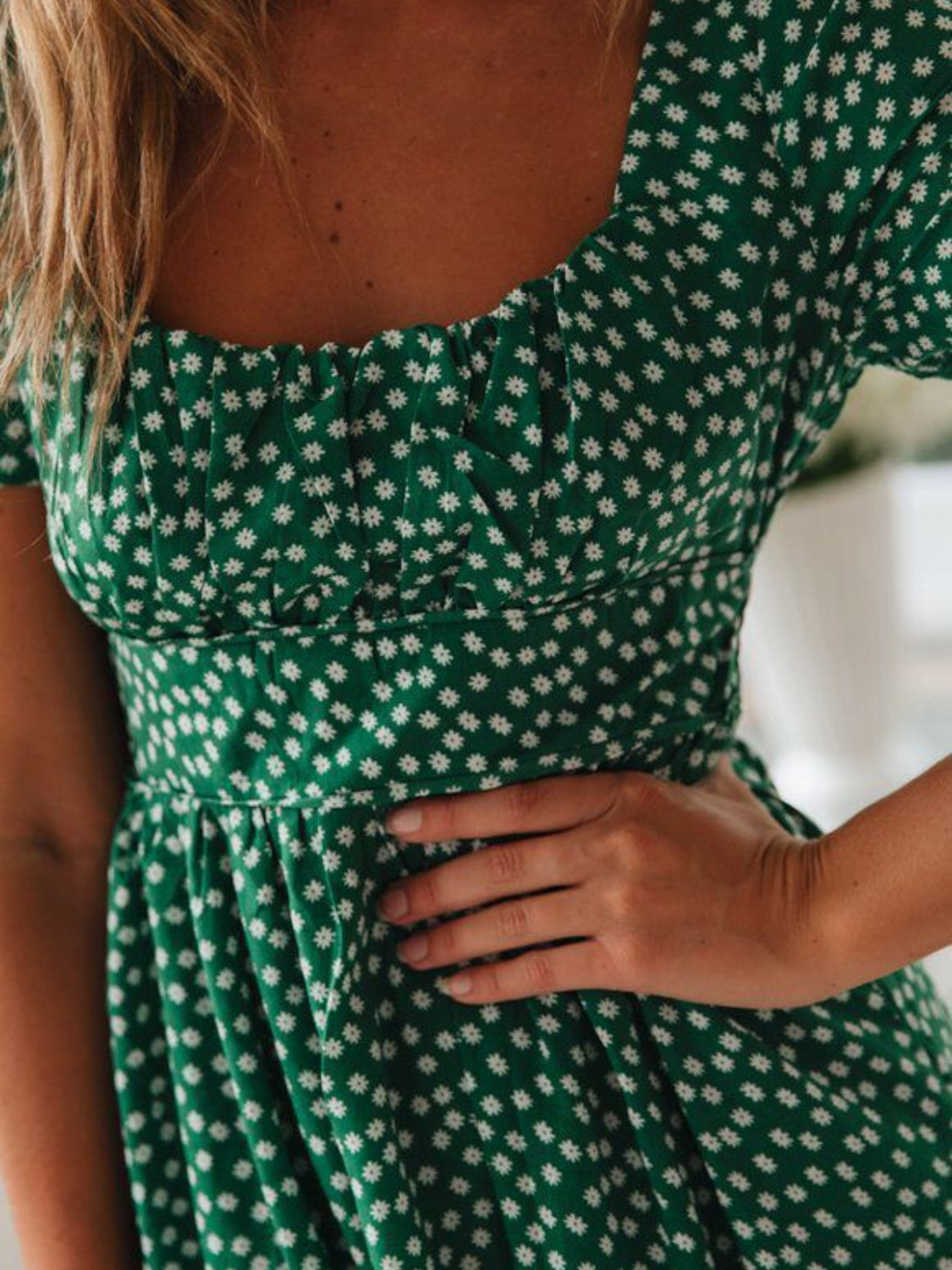 Rowena | Ditsy Floral Square Neck Midi Dress