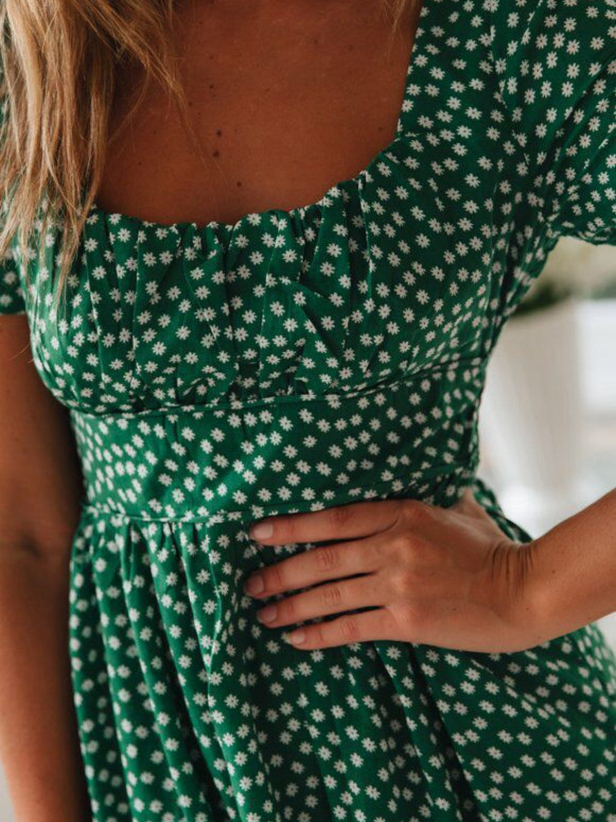 Rowena | Ditsy Floral Square Neck Midi Dress