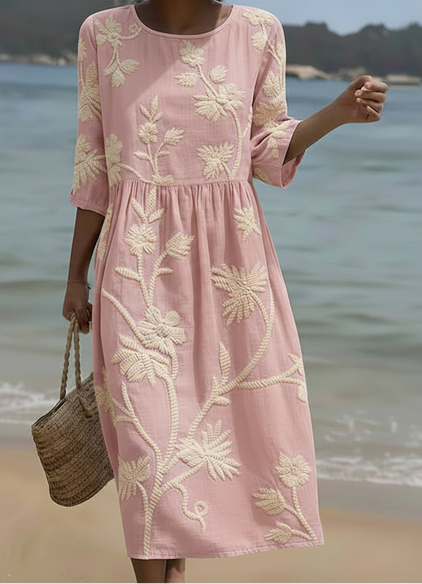 Celestine | Embroidered Floral Midi Dress