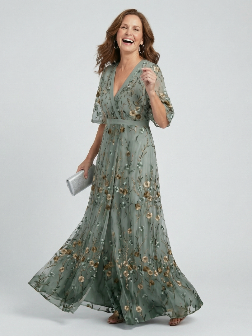 Genevieve | Embroidered Floral Maxi Dress