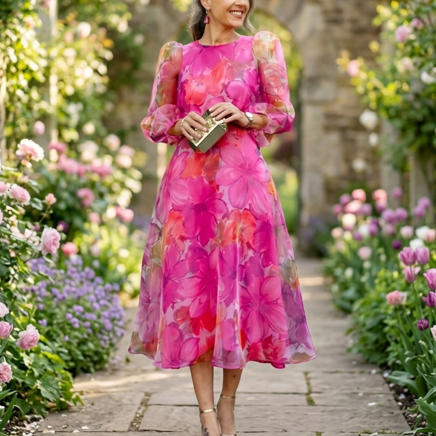 Aria | Floral Print Midi Dress