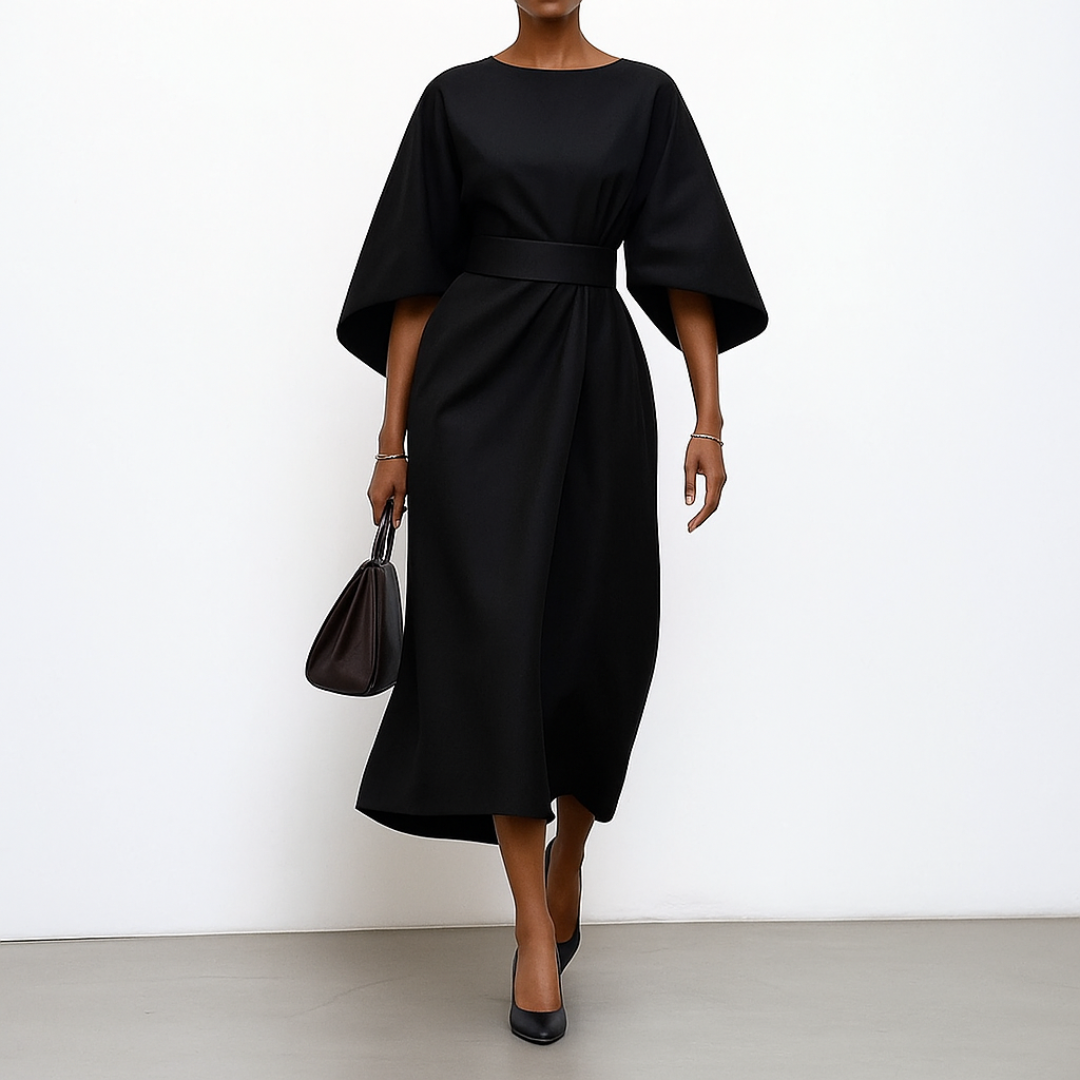 Helena | Elegant Belted Midi Dress