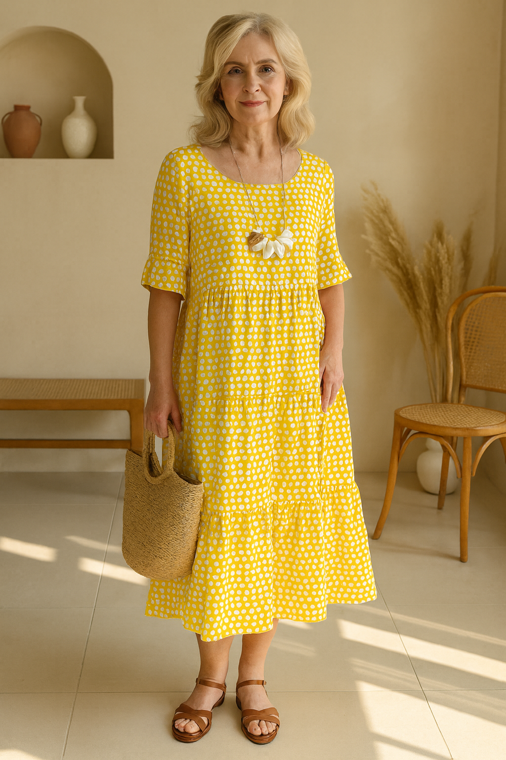 Mabel | Polka Dot Tiered Midi Dress