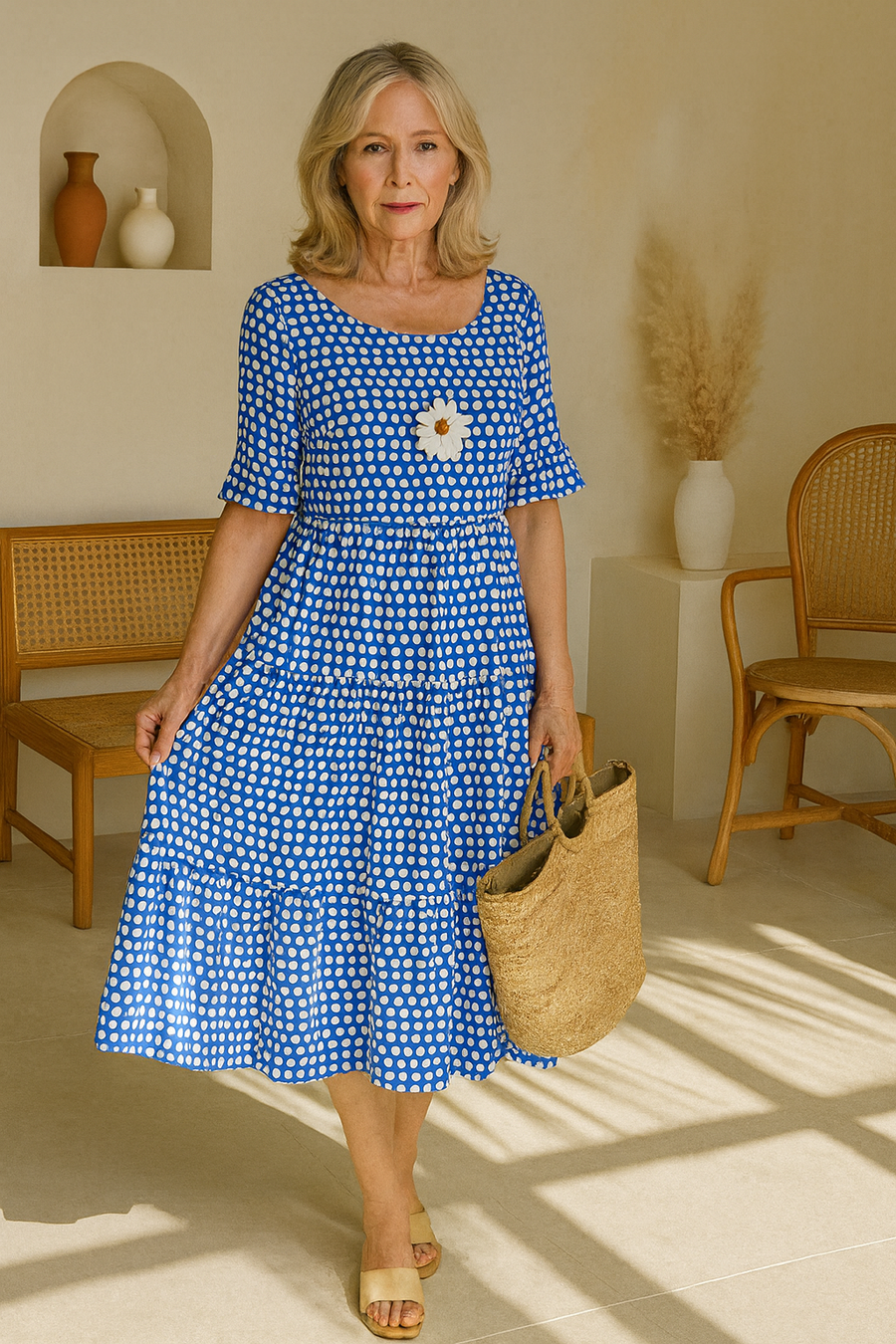 Mabel | Polka Dot Tiered Midi Dress