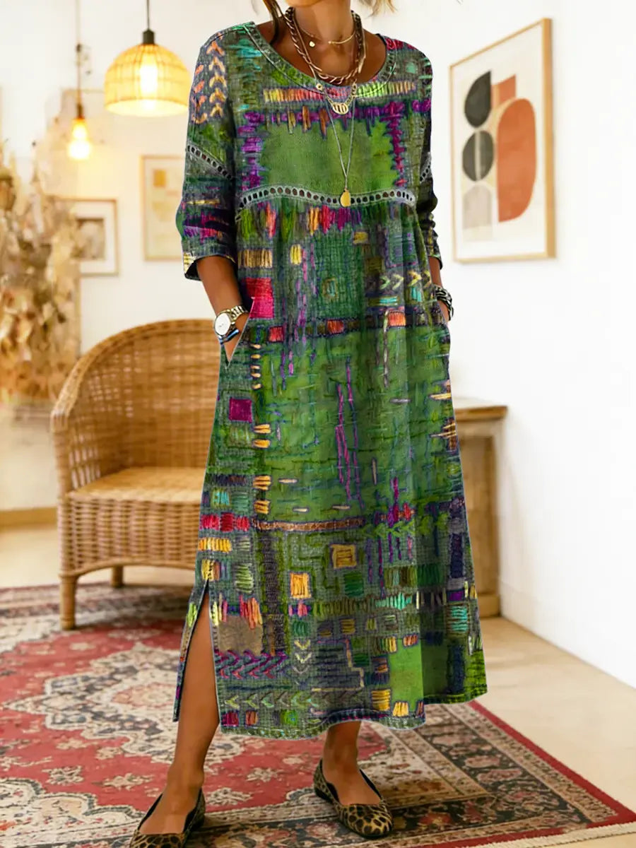 Sophronia | Abstract Tapestry Print Maxi Dress