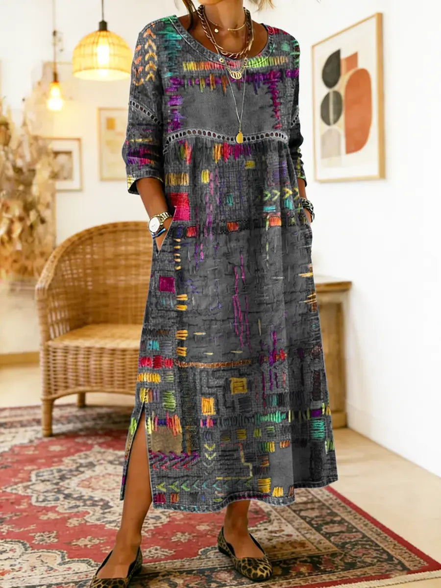Sophronia | Abstract Tapestry Print Maxi Dress
