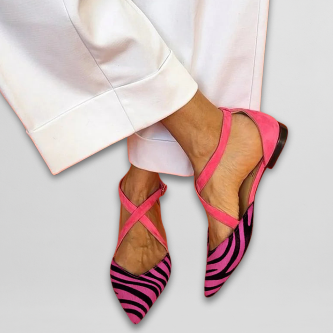 Amelia | Zebra Strap Ballet Flats