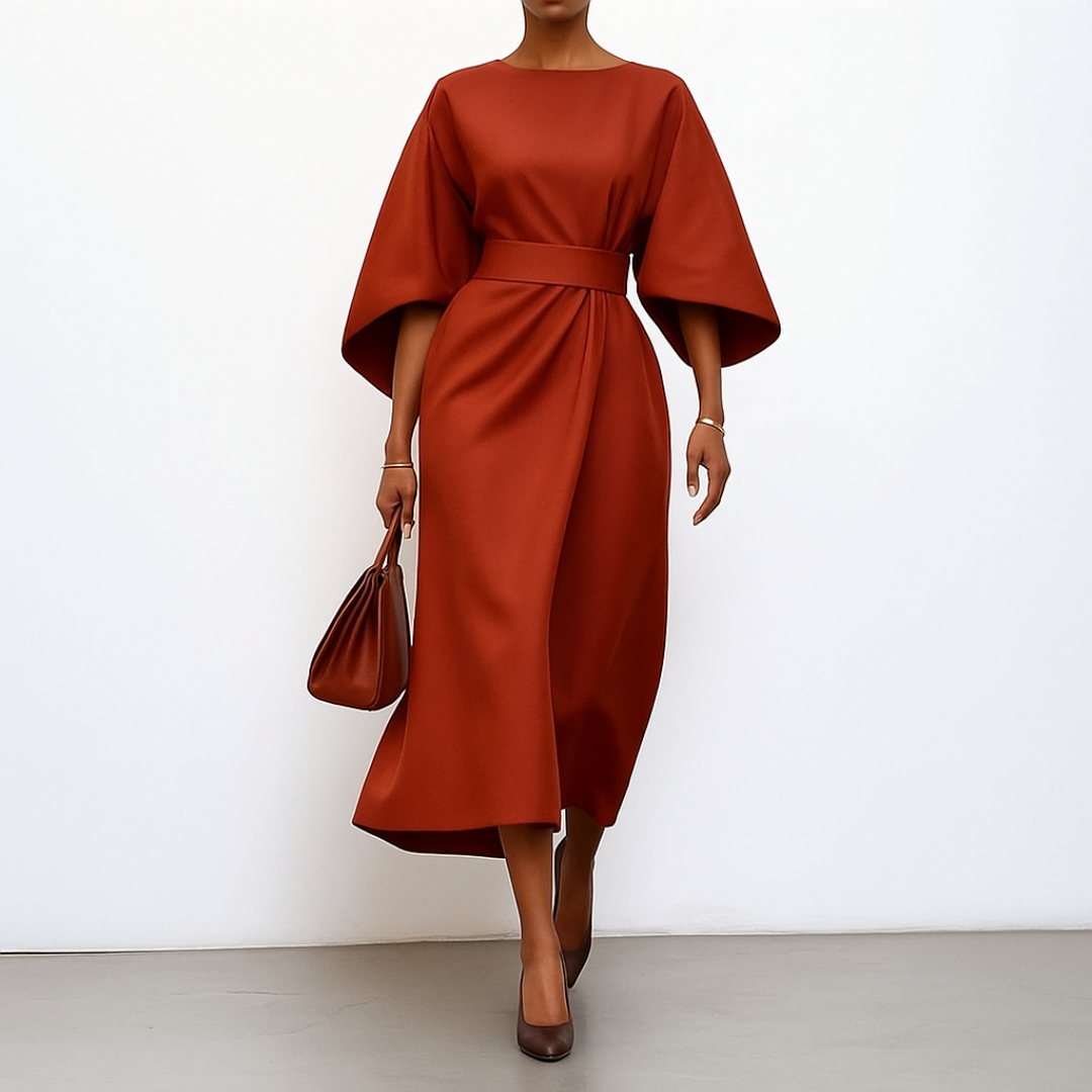 Helena | Elegant Belted Midi Dress