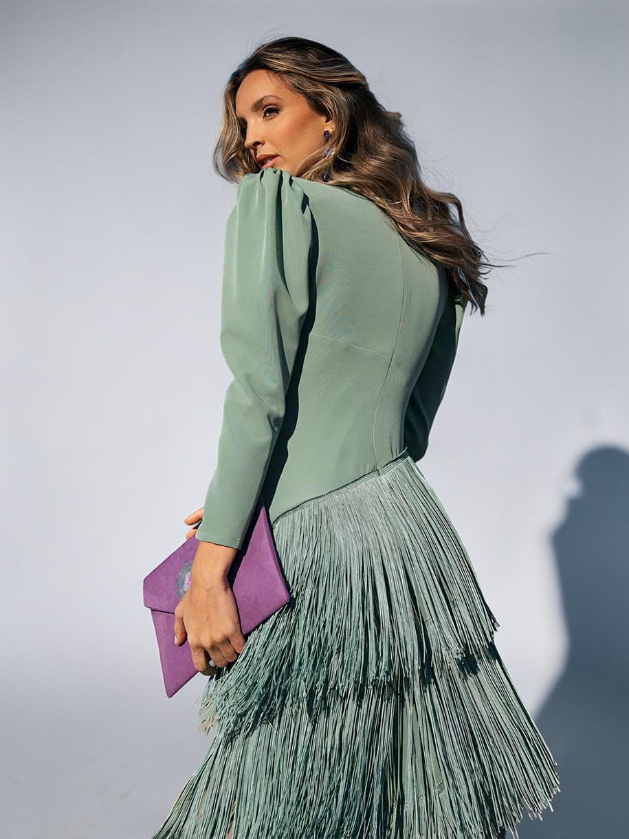 Felicity | Tiered Fringe Wrap Midi Dress