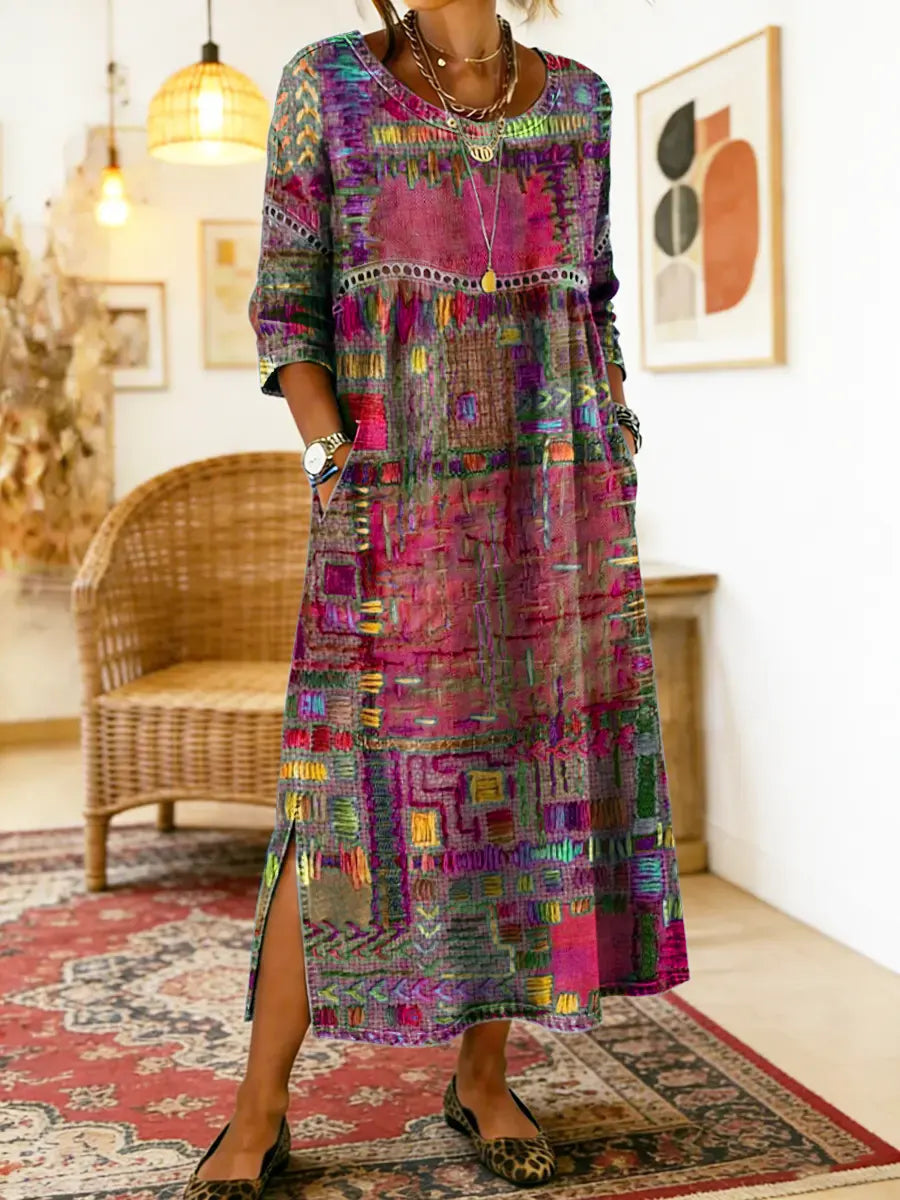 Sophronia | Abstract Tapestry Print Maxi Dress