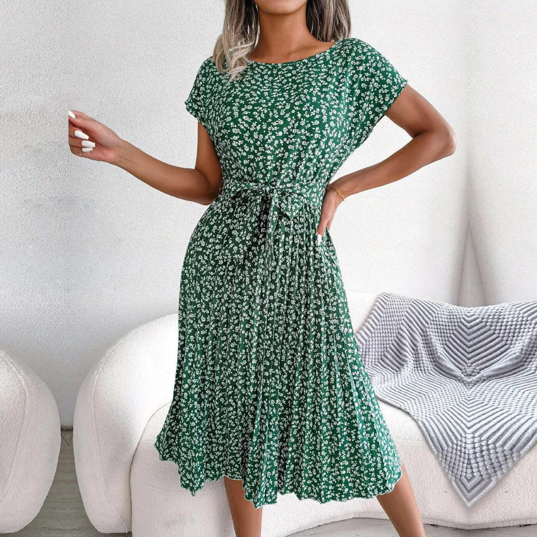 Marilyn | Floral Pleated Midi Dress