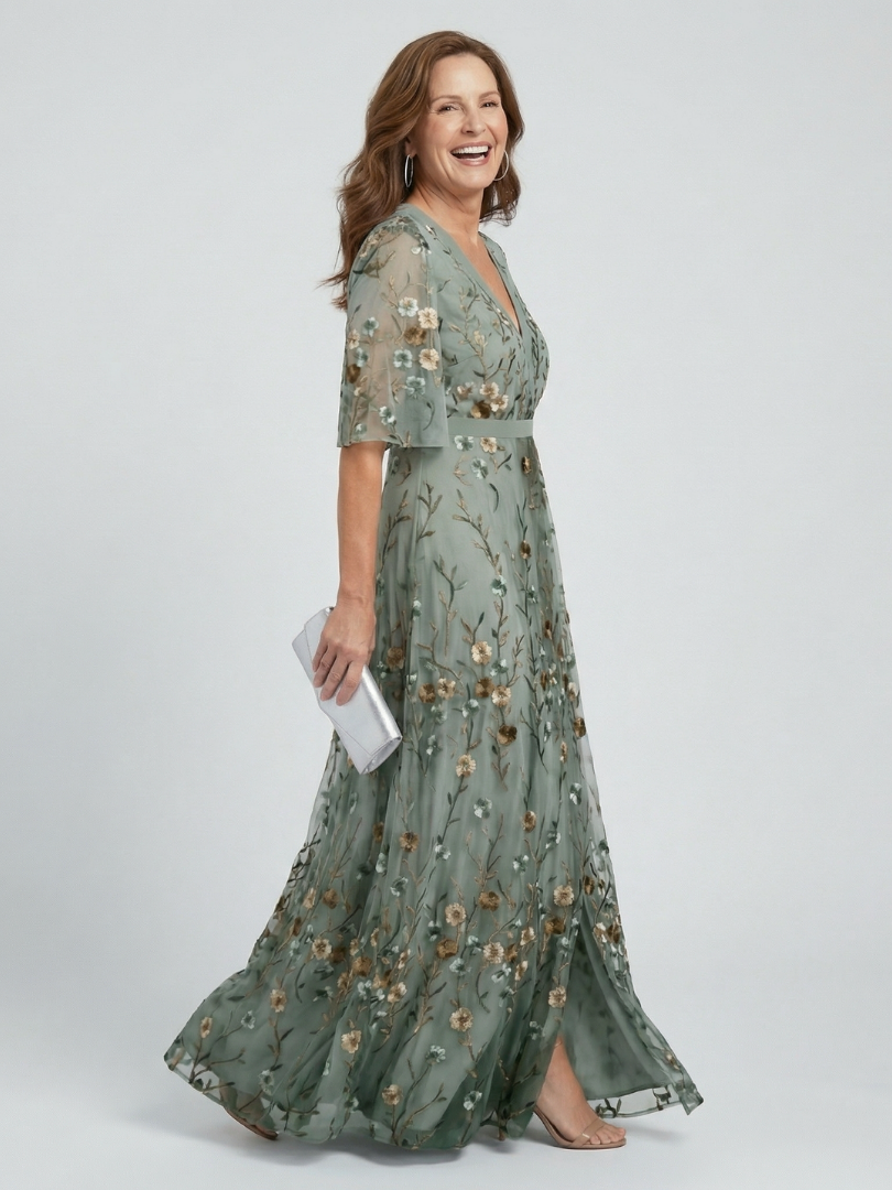 Genevieve | Embroidered Floral Maxi Dress