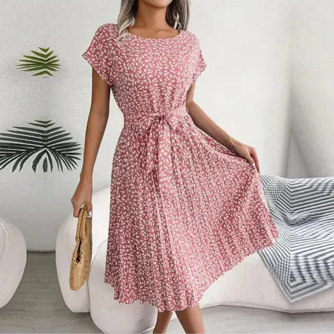 Marilyn | Floral Pleated Midi Dress