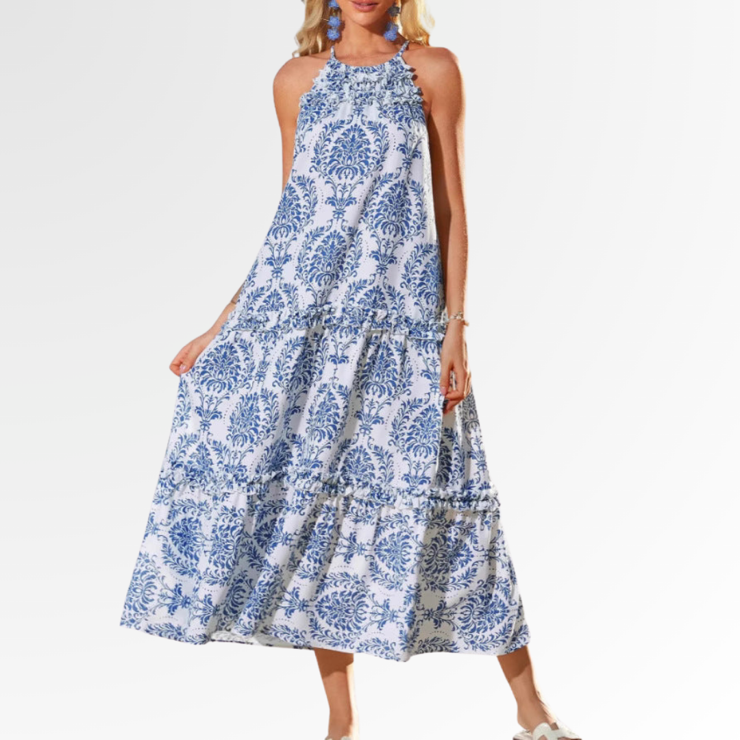 FELICITY™ – Chic Boho Halter Tiered Maxi Dress