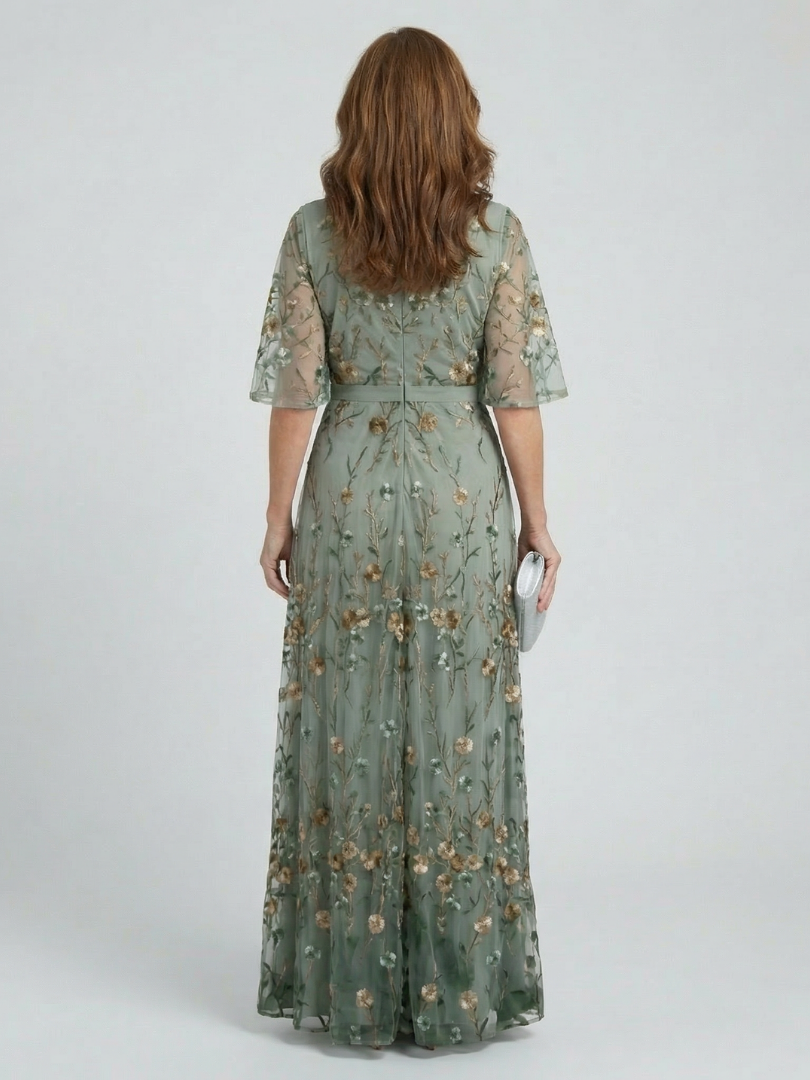 Genevieve | Embroidered Floral Maxi Dress