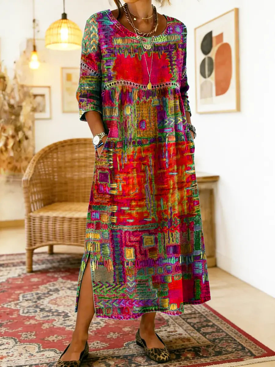 Sophronia | Abstract Tapestry Print Maxi Dress