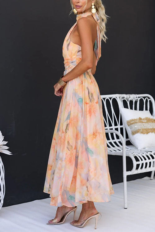 Blossom | Watercolour Halter Midi Dress