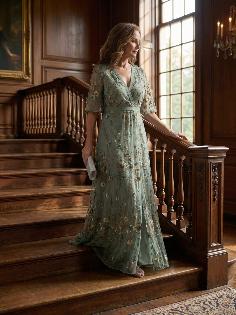 Genevieve | Embroidered Floral Maxi Dress