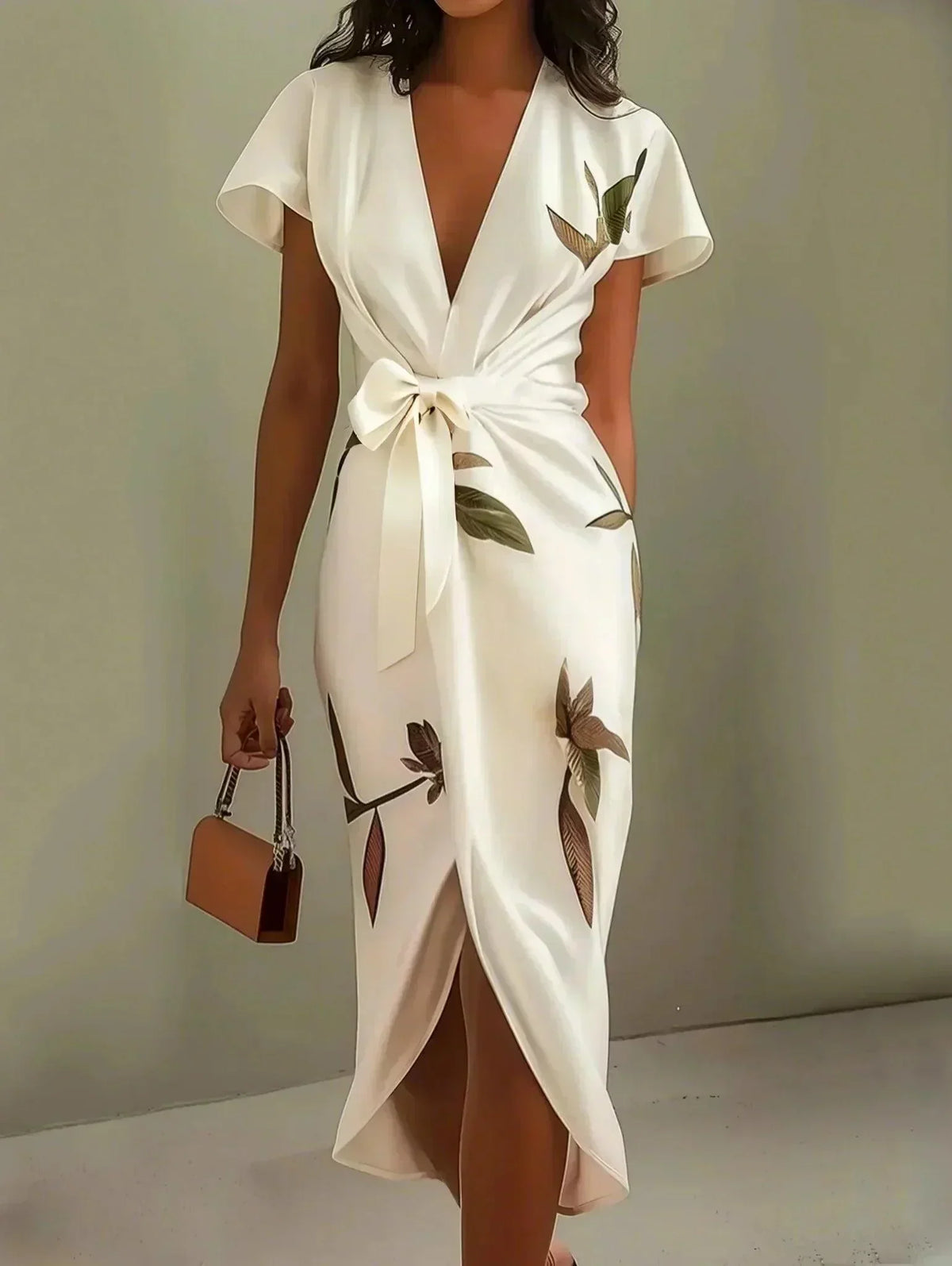Willow | Botanical Bow-Tie Midi Dress