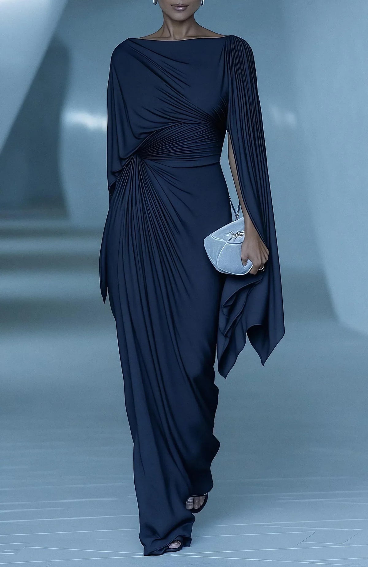 Lyssa – Pleated Drape Maxi Dress