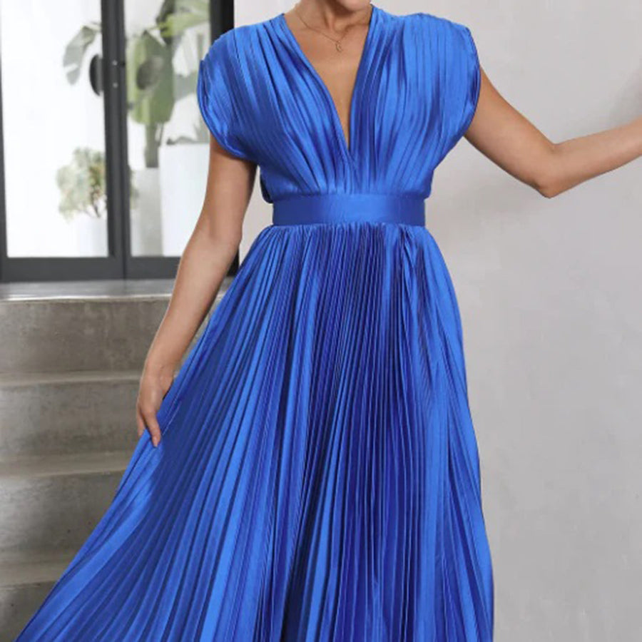 Clarissa | Pleated V-Neck Midi Dress