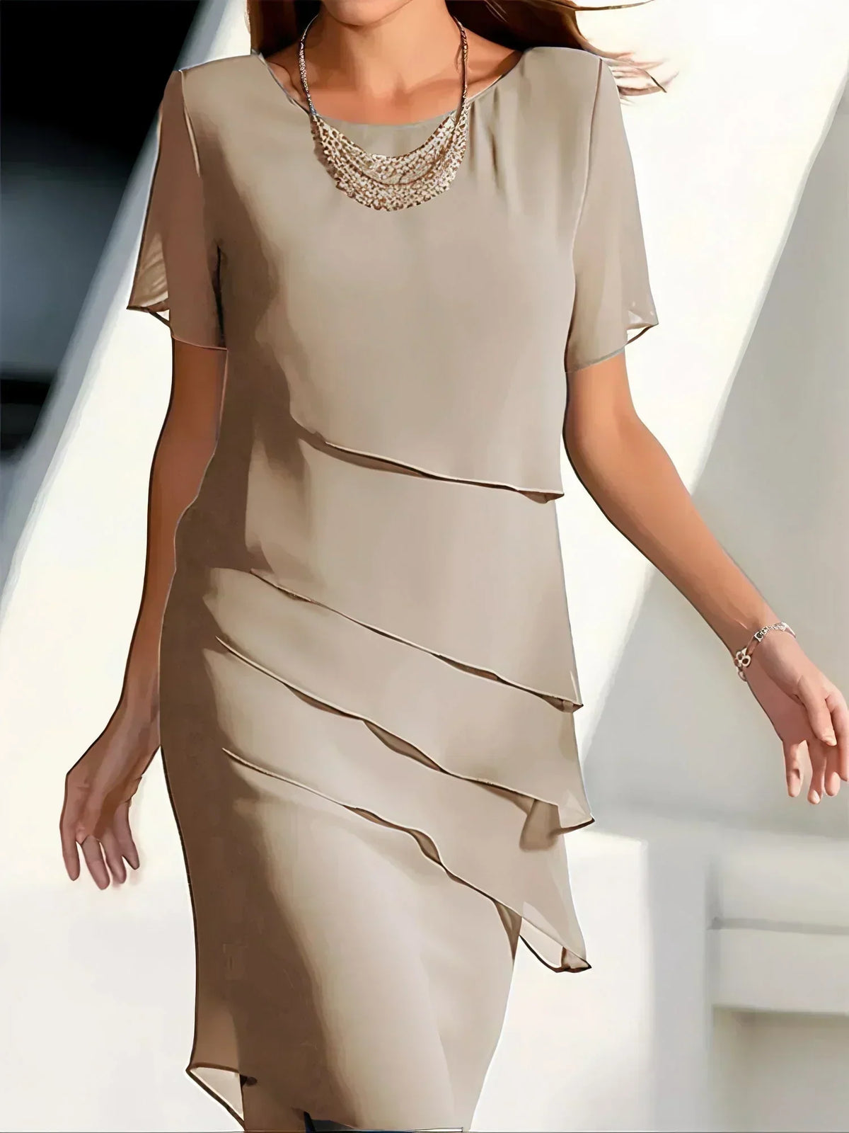 Celeste | Tiered Chiffon Midi Dress