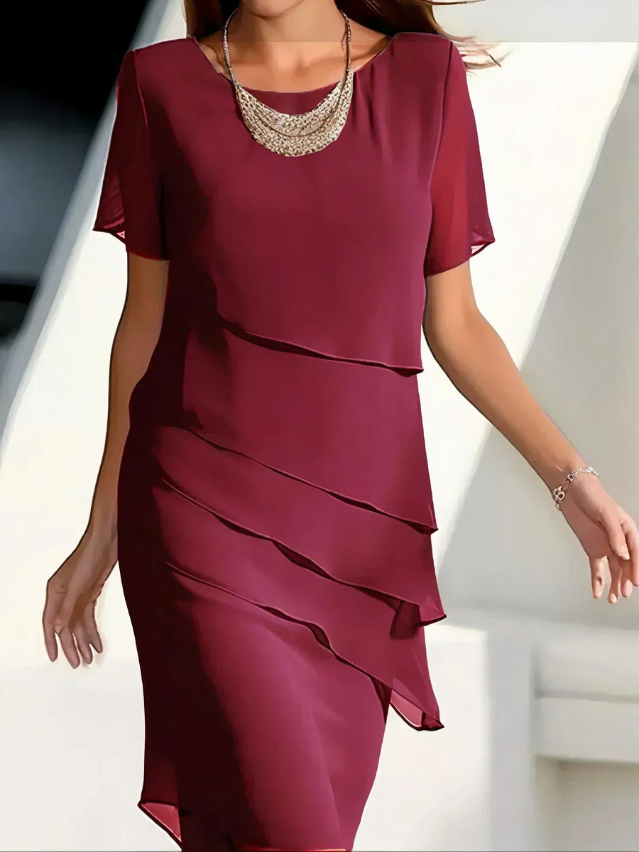 Celeste | Tiered Chiffon Midi Dress