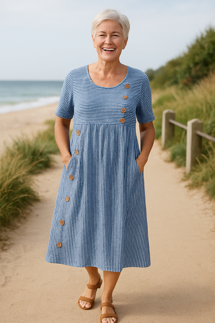 Dorothy | Relaxed Button Detail Midi Dress
