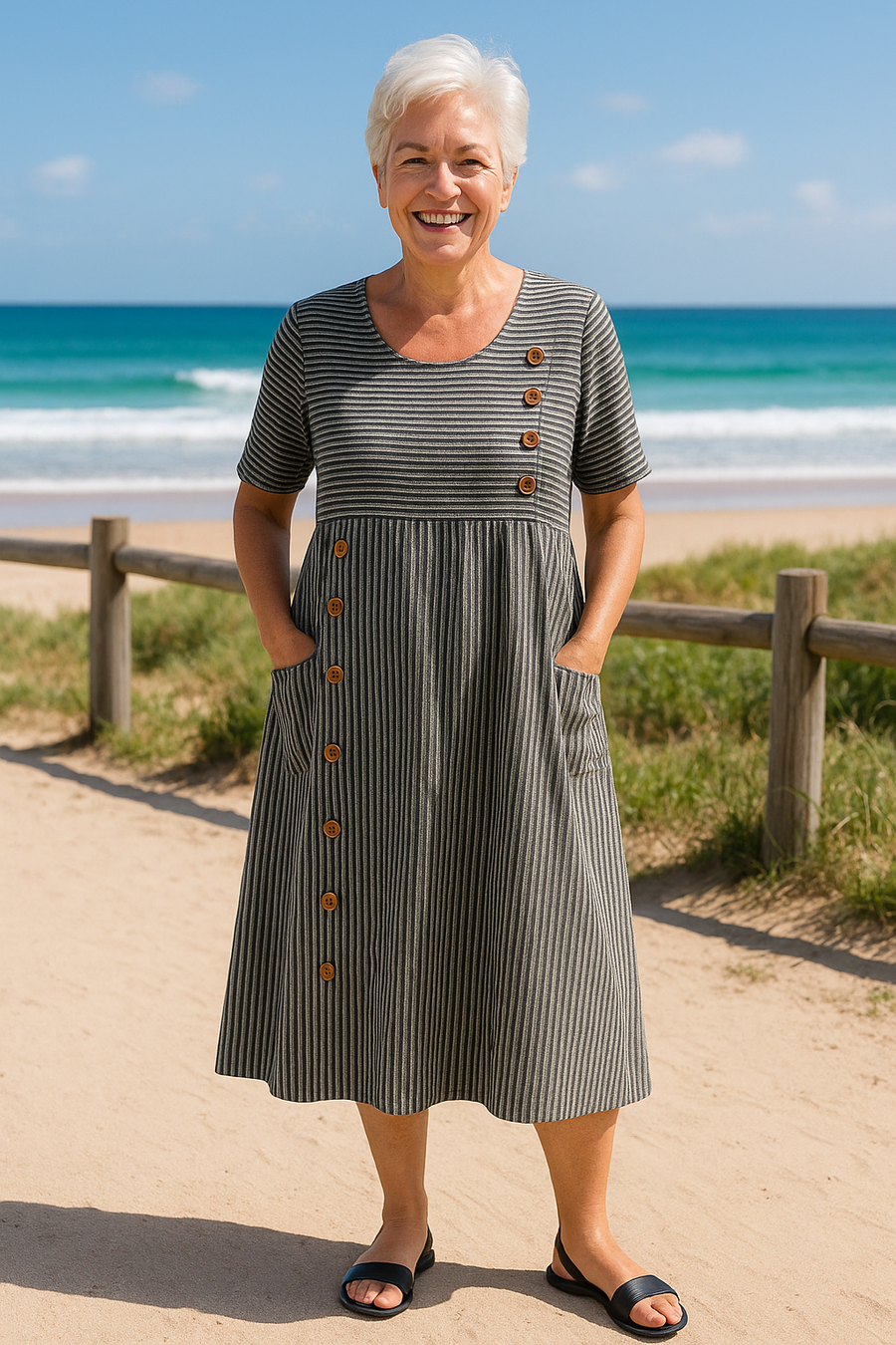 Dorothy | Relaxed Button Detail Midi Dress