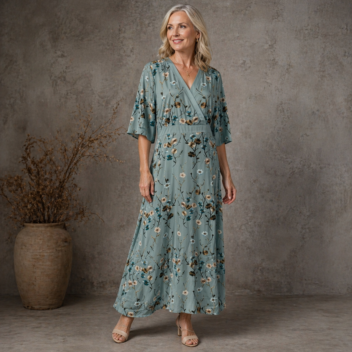 Celeste | Botanical Wrap Maxi Dress