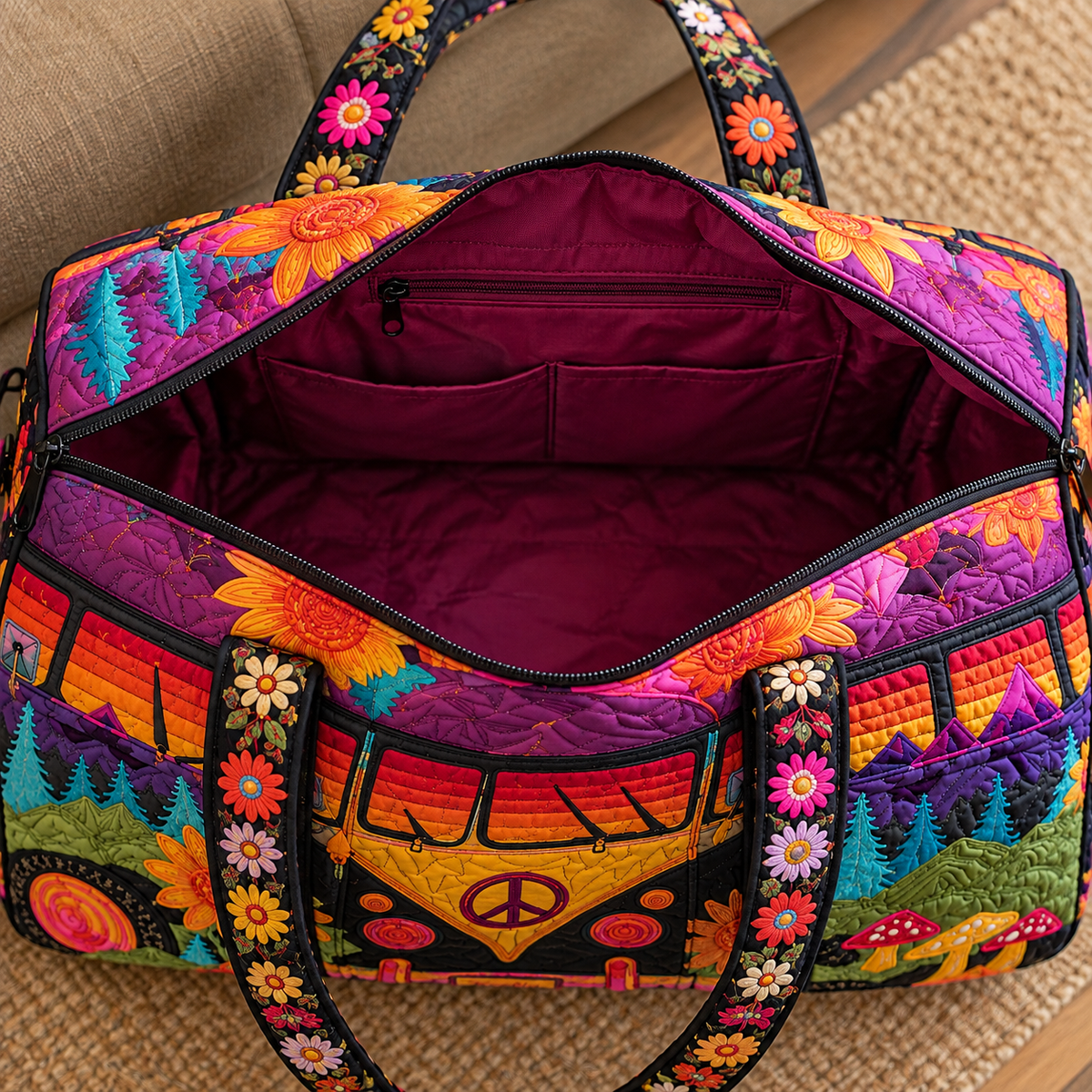 Daisy | Embroidered Travel Duffle Bag