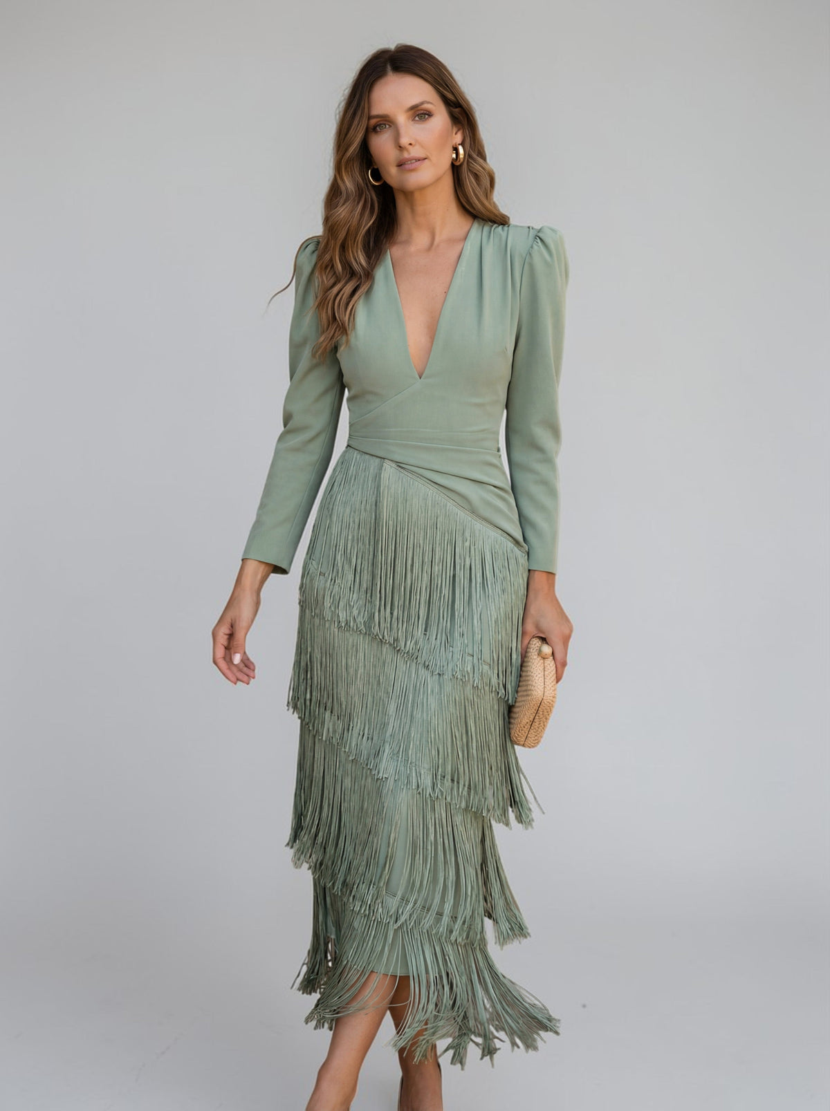 Felicity | Tiered Fringe Wrap Midi Dress