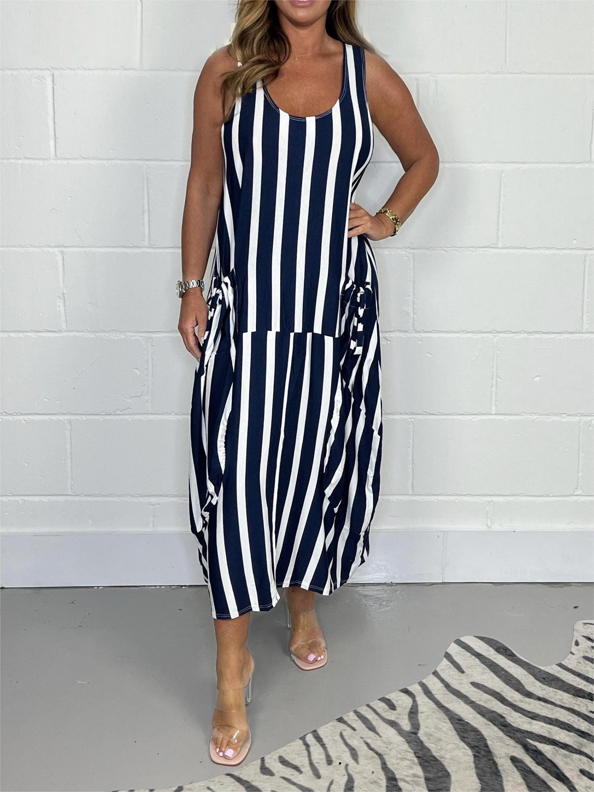 Penelope | Striped Balloon Maxi Dress