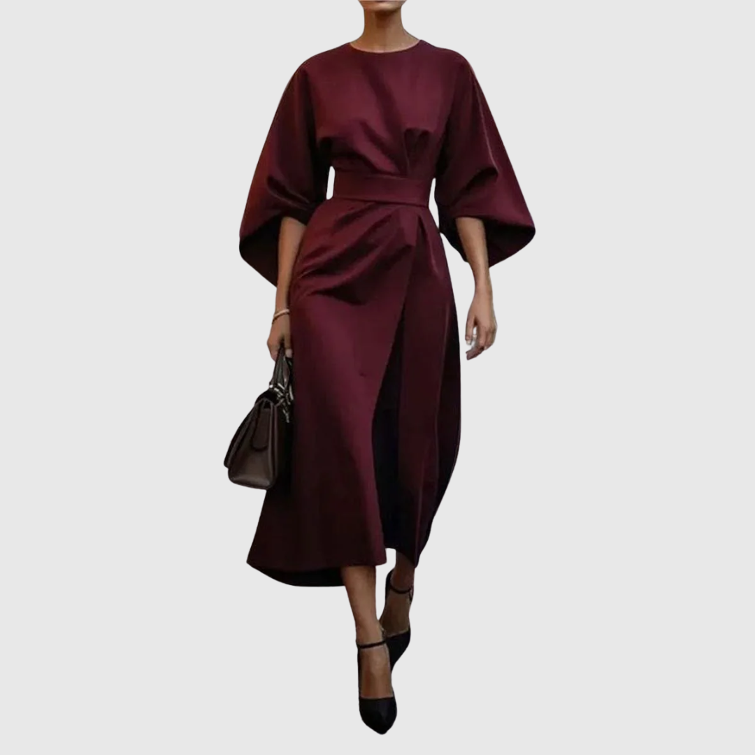 Helena | Elegant Belted Midi Dress