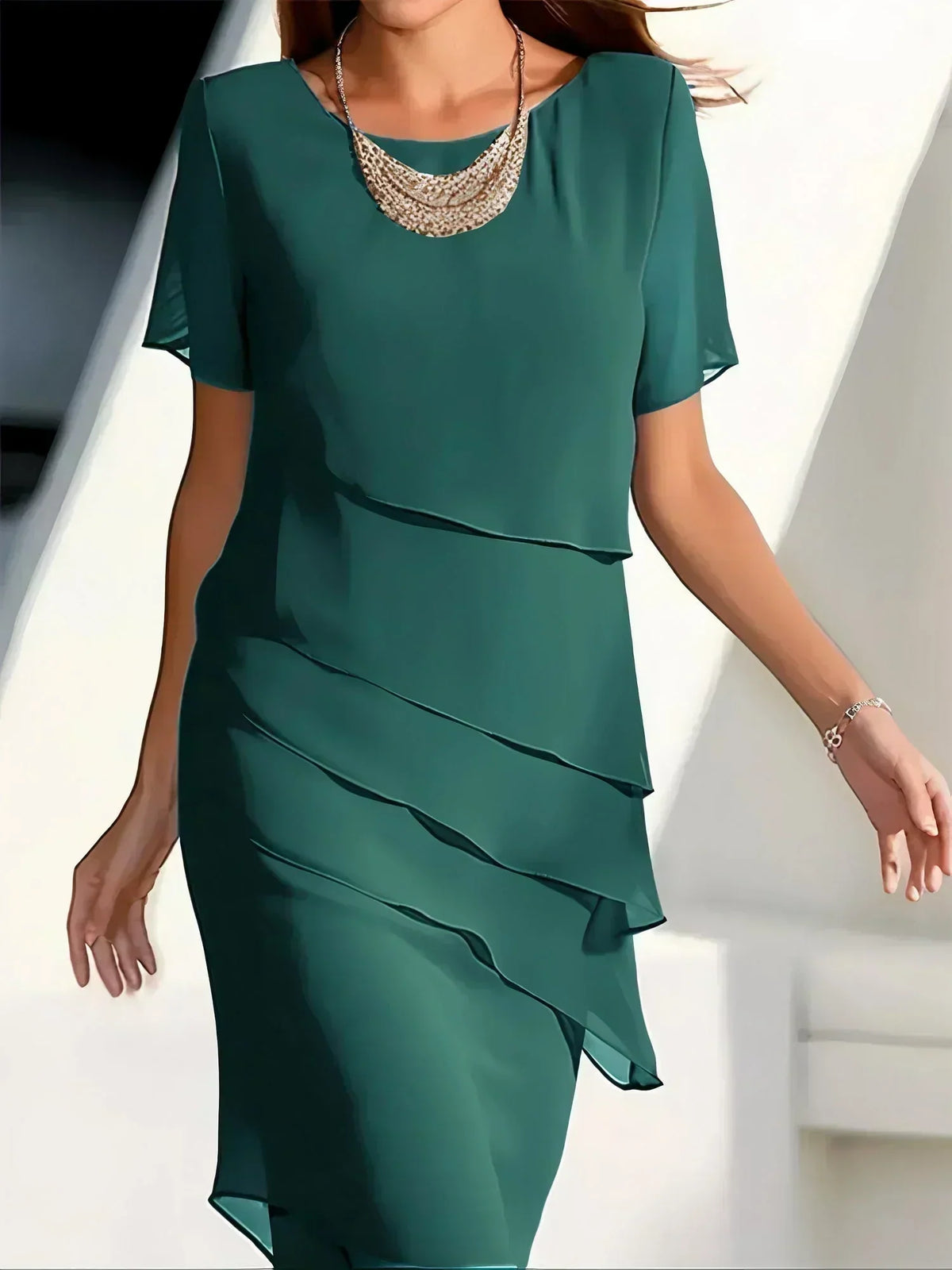 Celeste | Tiered Chiffon Midi Dress
