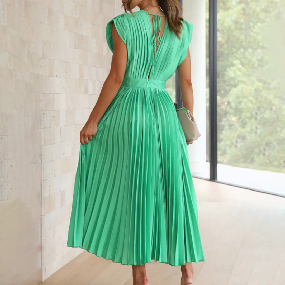 Clarissa | Pleated V-Neck Midi Dress