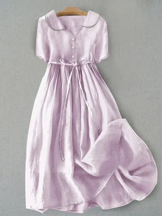 Isla | Peter Pan Collar Linen Maxi Dress
