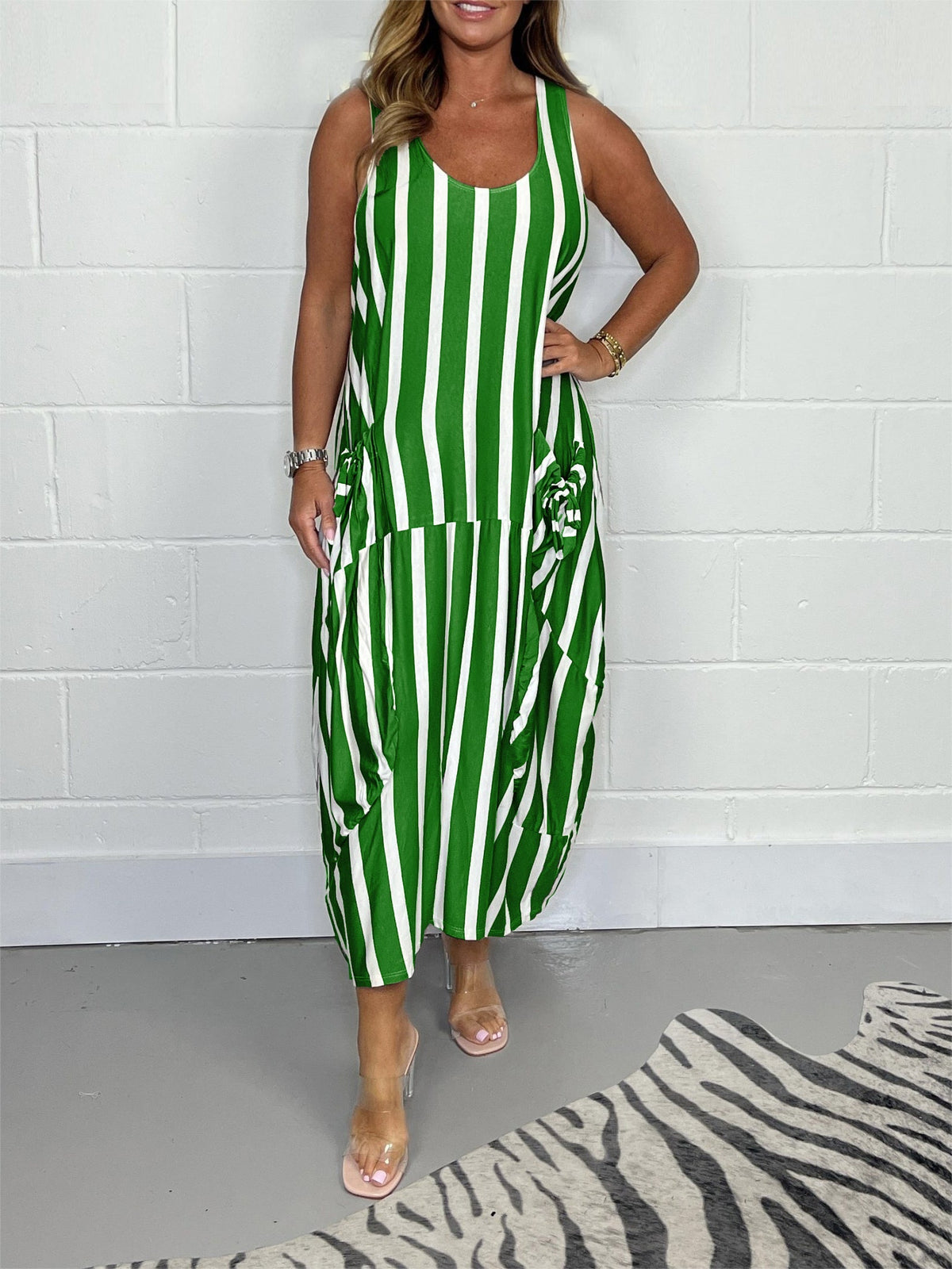 Penelope | Striped Balloon Maxi Dress