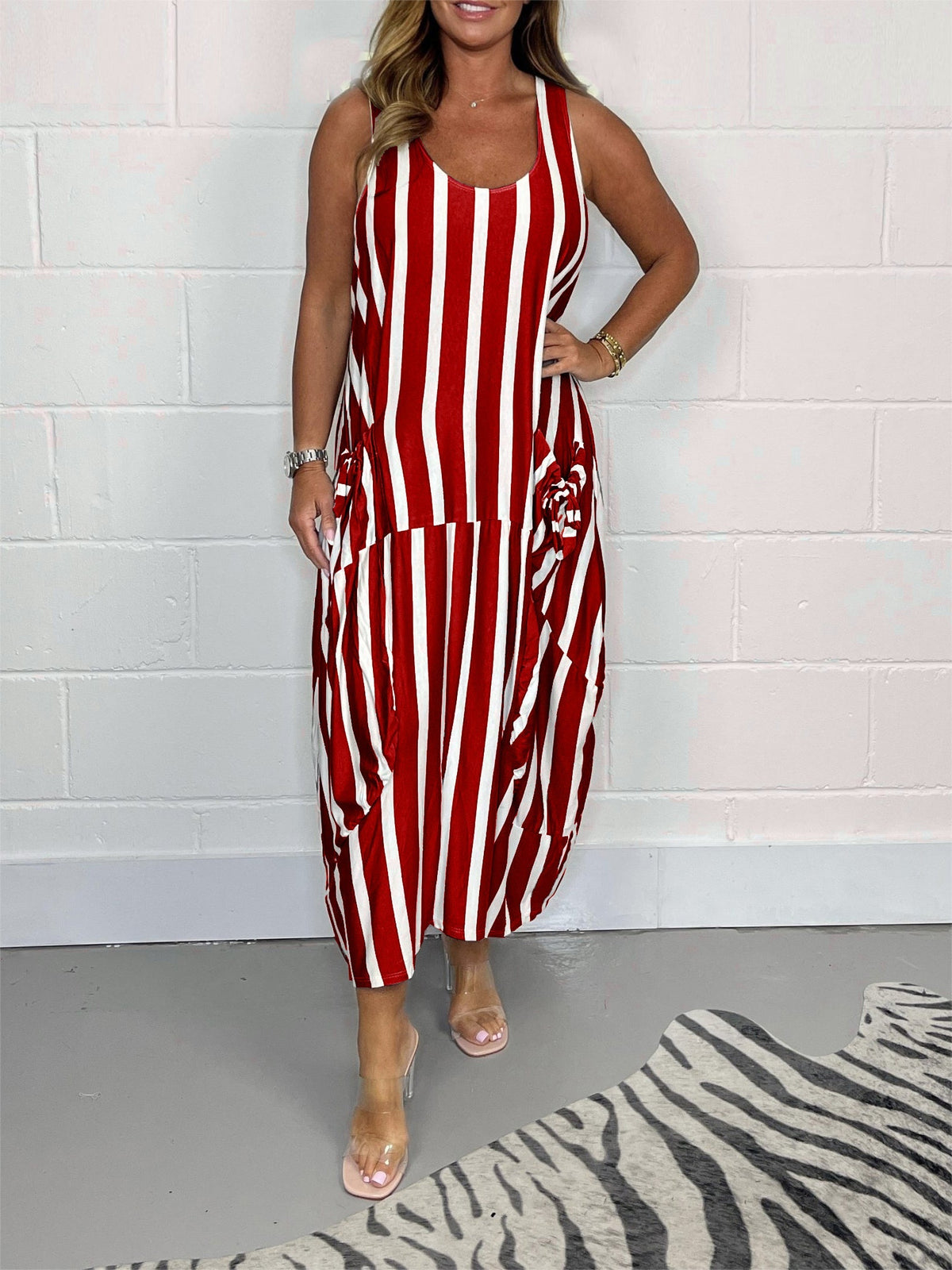 Penelope | Striped Balloon Maxi Dress