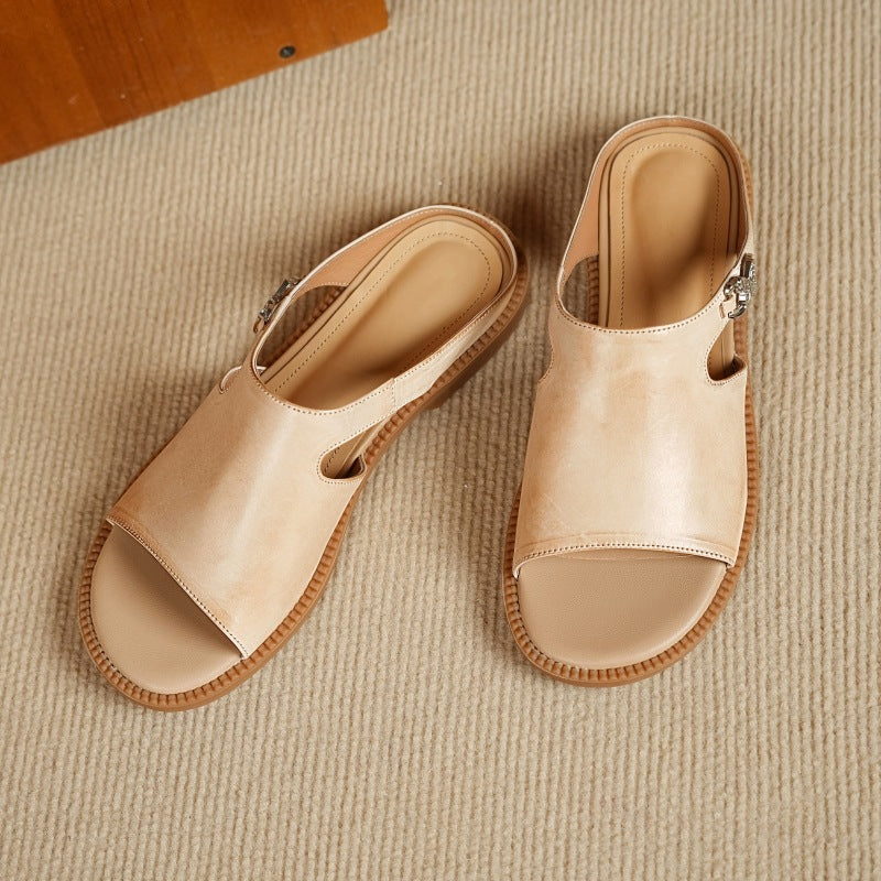 Clara | Elegant Leather Slide Sandals