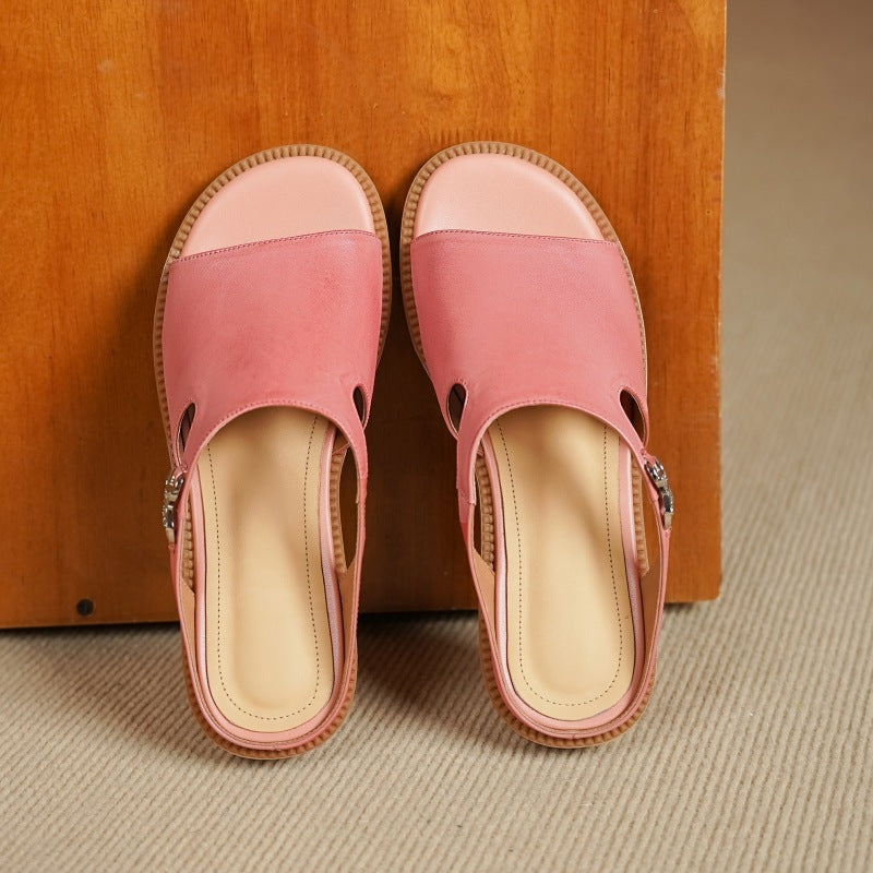 Clara | Elegant Leather Slide Sandals