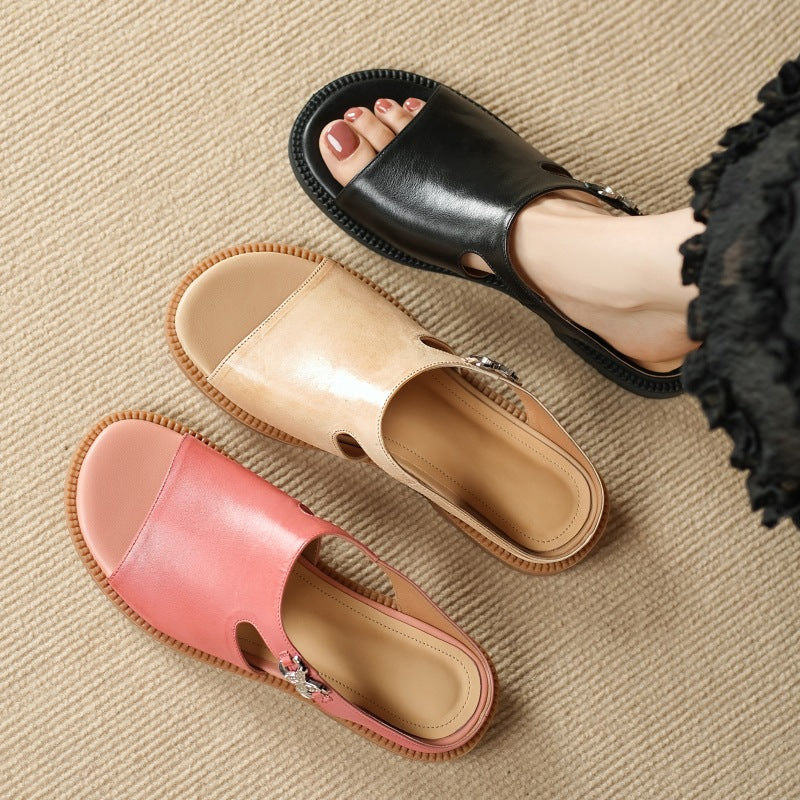 Clara | Elegant Leather Slide Sandals