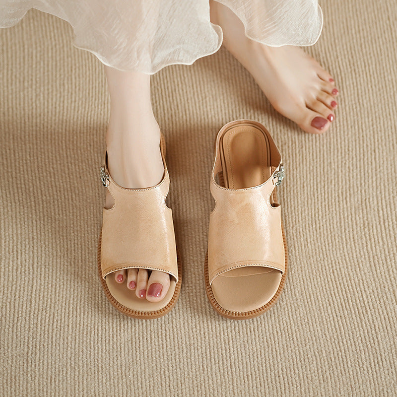 Clara | Elegant Leather Slide Sandals