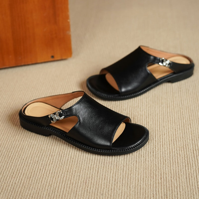 Clara | Elegant Leather Slide Sandals