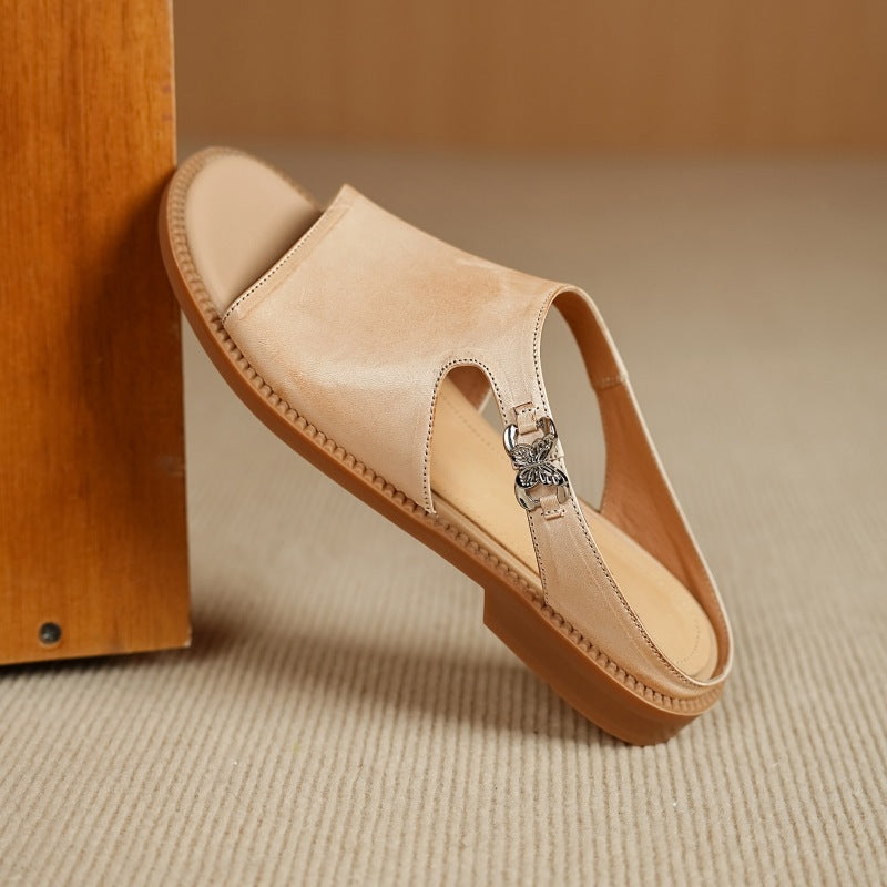 Clara | Elegant Leather Slide Sandals
