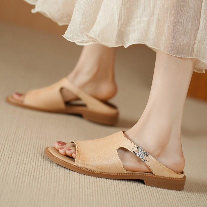 Clara | Elegant Leather Slide Sandals