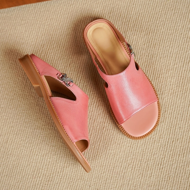 Clara | Elegant Leather Slide Sandals