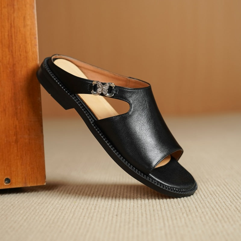 Clara | Elegant Leather Slide Sandals